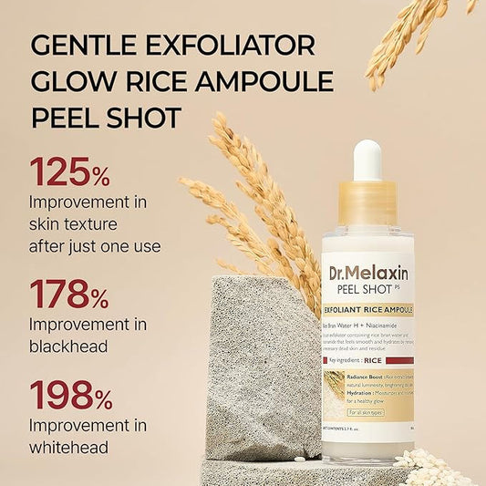 Dr. Melaxin Peel Shot Exfoliant White Rice Ampoule | Brightening & Hydrating Rice-Based Exfoliator (80ml)