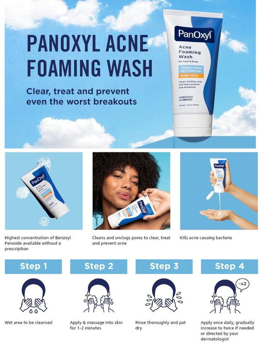 PanOxyl – Acne Foaming Wash 10% Benzoyl Peroxide (Maximum Strength)