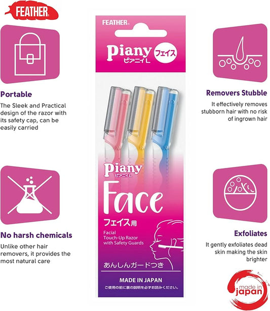 Feather Piany L 3 Pcs Razor (PI-L) razor product detail image from Skin Hack Beauty