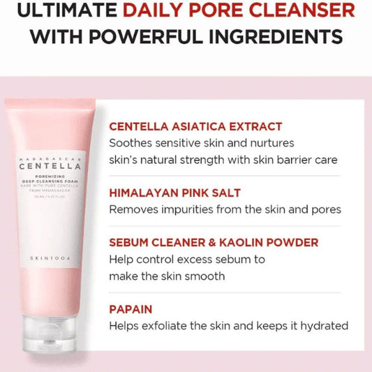 SKIN1004 Madagascar Centella Poremizing Deep Cleansing Foam | Purifying Cleanser with Pink Salt & Centella
