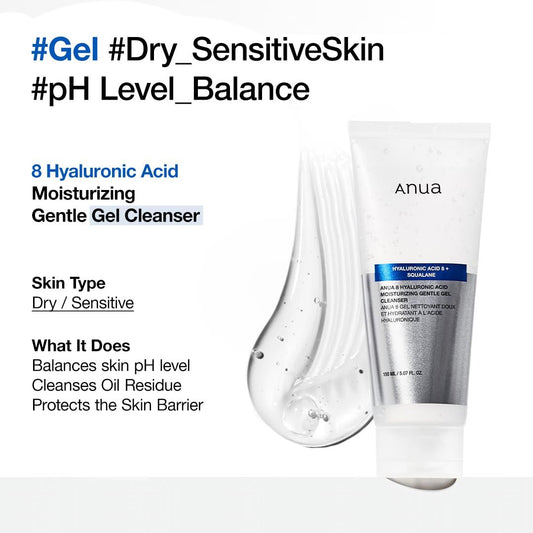 Anua – 8 Hyaluronic Acid Hydrating Gentle Foaming Cleanser (150ml)