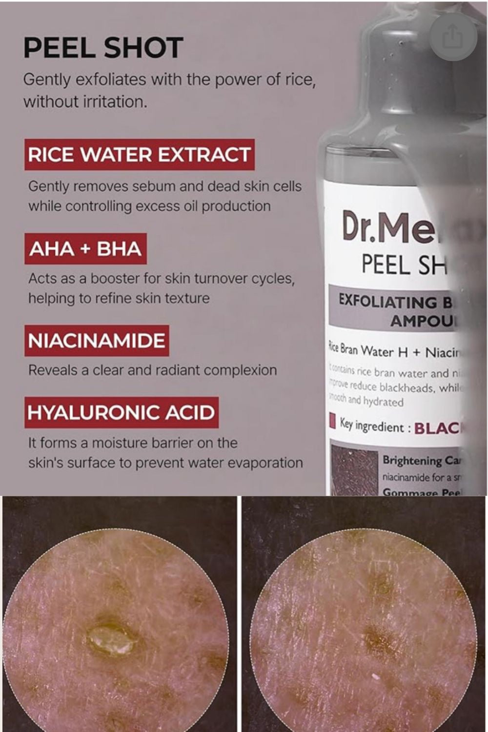 Dr. Melaxin – Peel Shot Exfoliant Black Rice Ampoule