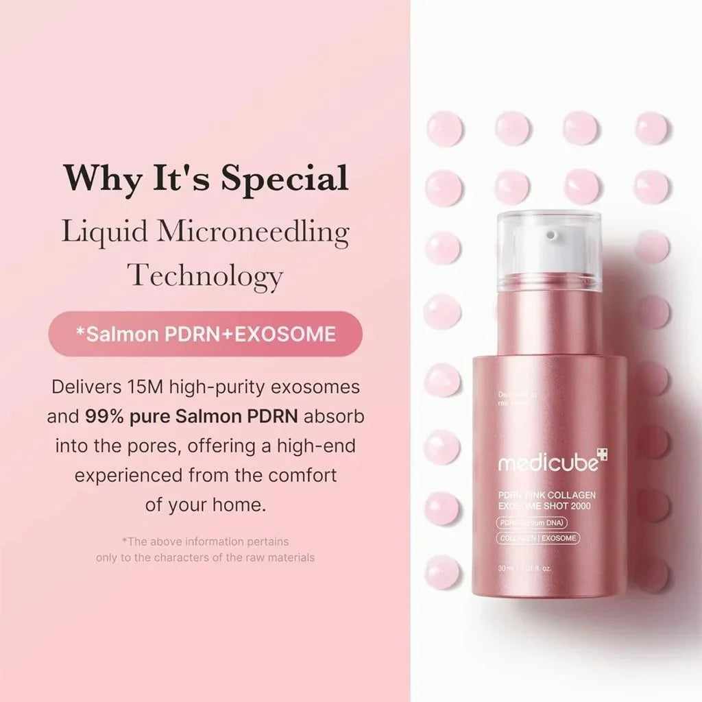 Medicube PDRN Pink Collagen serum with liquid microneedling tech, salmon PDRN & exosome for glowing skin