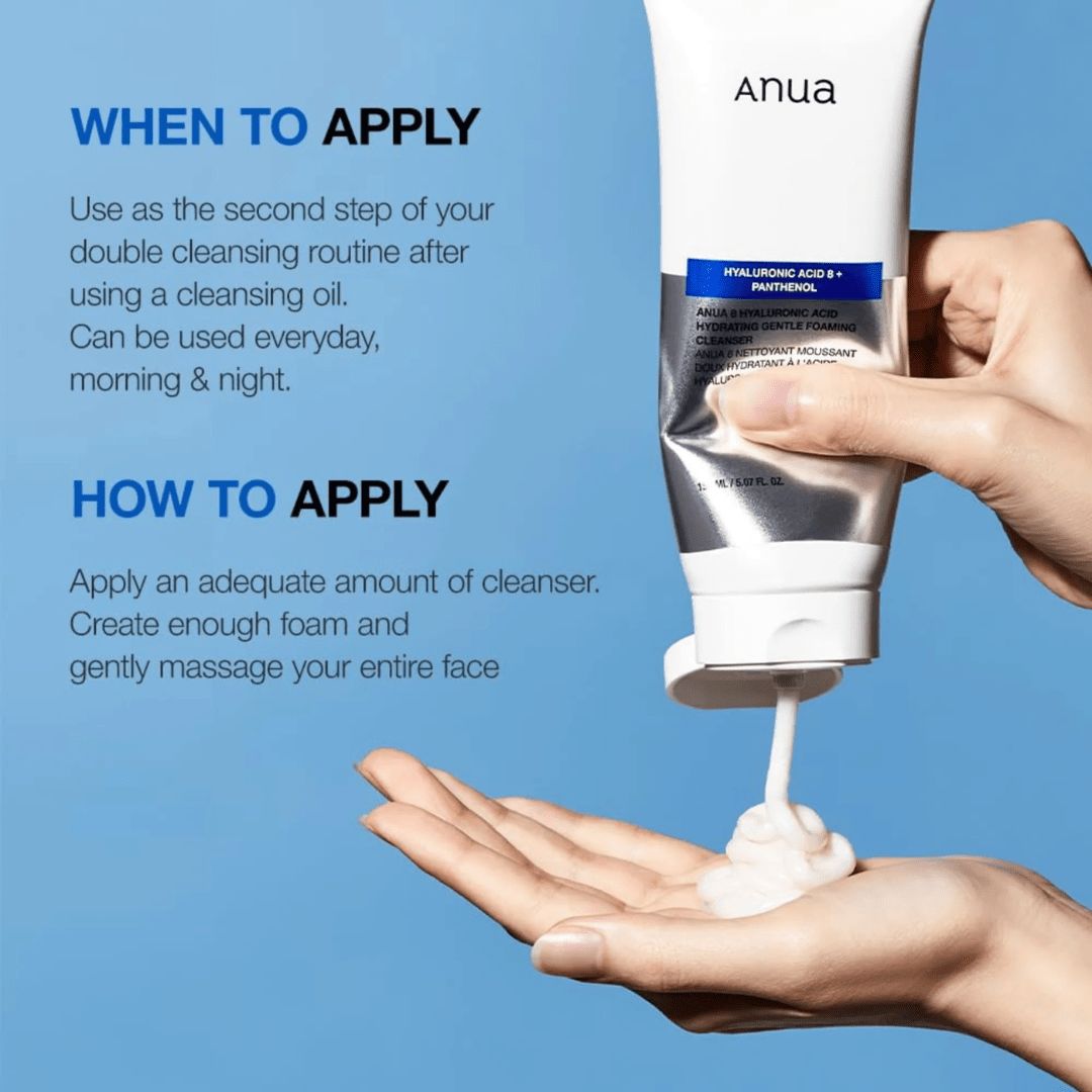 Anua – 8 Hyaluronic Acid Hydrating Gentle Foaming Cleanser (150ml)