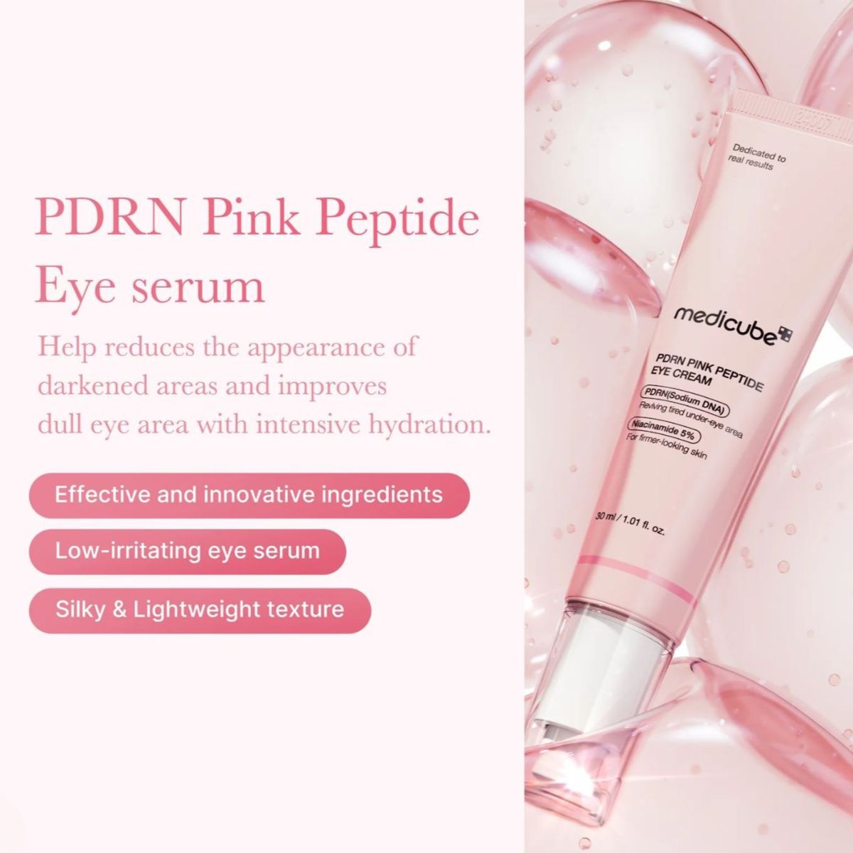 Medicube PDRN Pink Peptide Eye Cream | Firming & Brightening Treatment for Eye Area