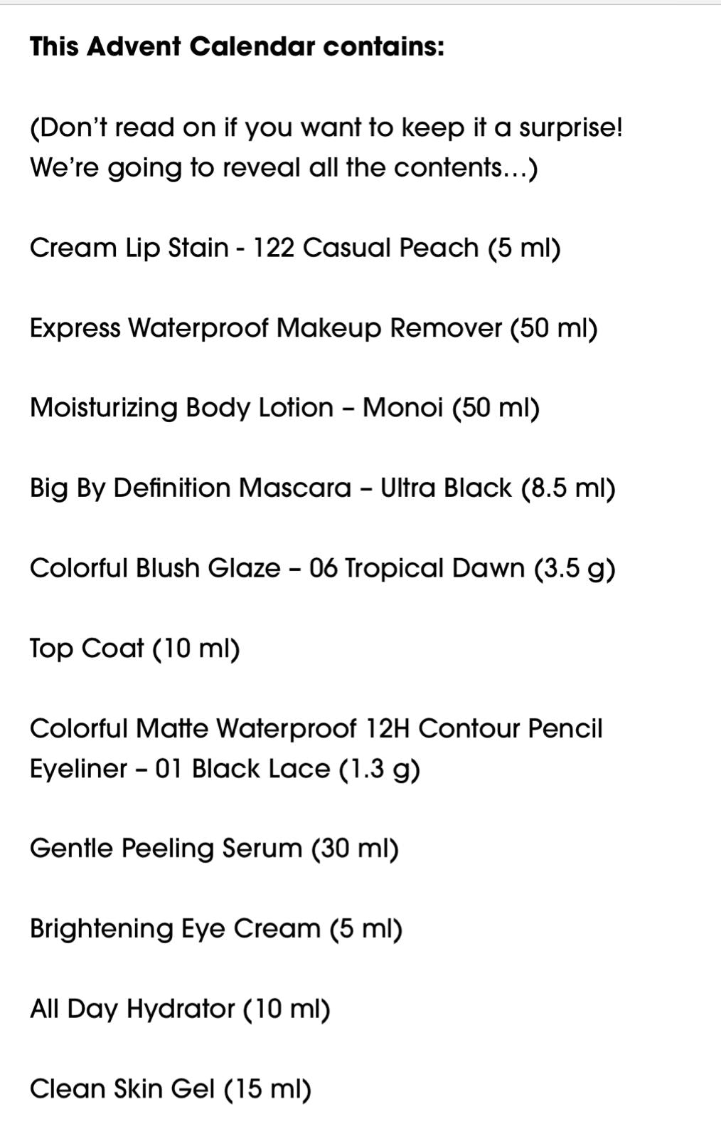 Sephora Collection Advent Calender