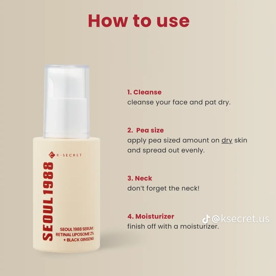 KSECRET SEOUL 1988 Retinal Serum | 2% Retinal Liposome + Black Ginseng for Anti-Aging & Brightening