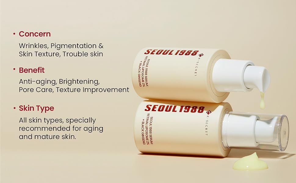 KSECRET SEOUL 1988 Retinal Serum | 2% Retinal Liposome + Black Ginseng for Anti-Aging & Brightening