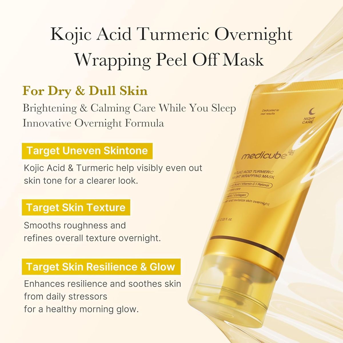 Medicube Kojic Acid Turmeric Night Wrapping Mask | Overnight Brightening & Pigmentation Treatment