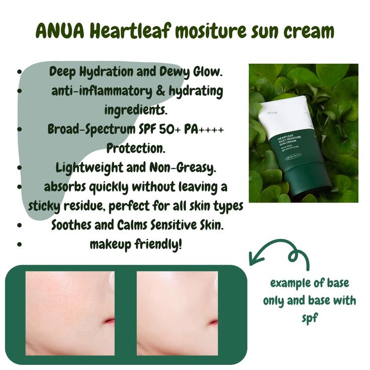 Anua Heartleaf Silky Moisture Sun Cream | SPF50+ PA++++ Soothing & Hydrating UV Protection