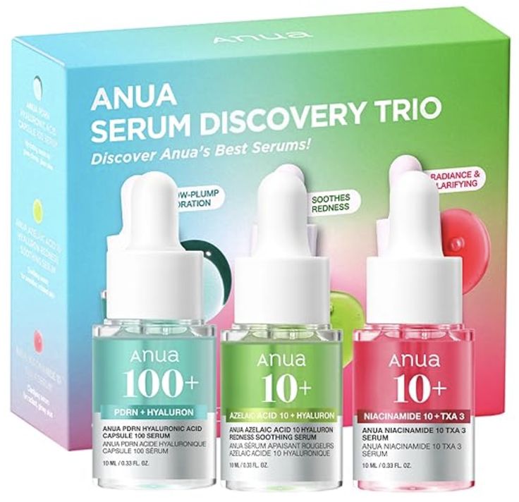Anua – Serum Mini Trio Set | Targeted Treatments for Hydration, Brightening & Redness Relief (3 x 10ml)