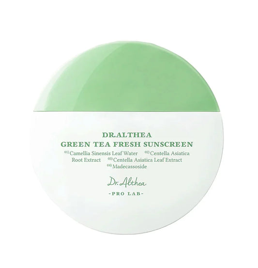 Dr. Althea Green Tea Fresh Sunscreen with Camellia and Centella extracts for healthy, glowing skin