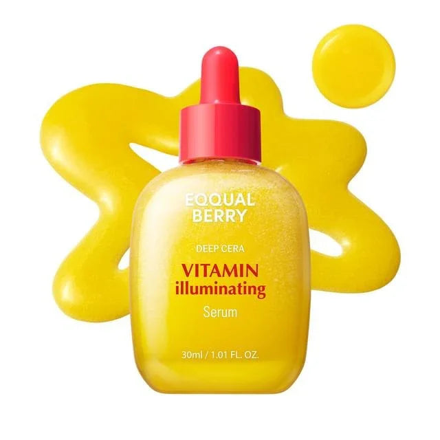 EQQUAL BERRY Vitamin Illuminating Serum with deep cera, 30ml yellow bottle and red dropper