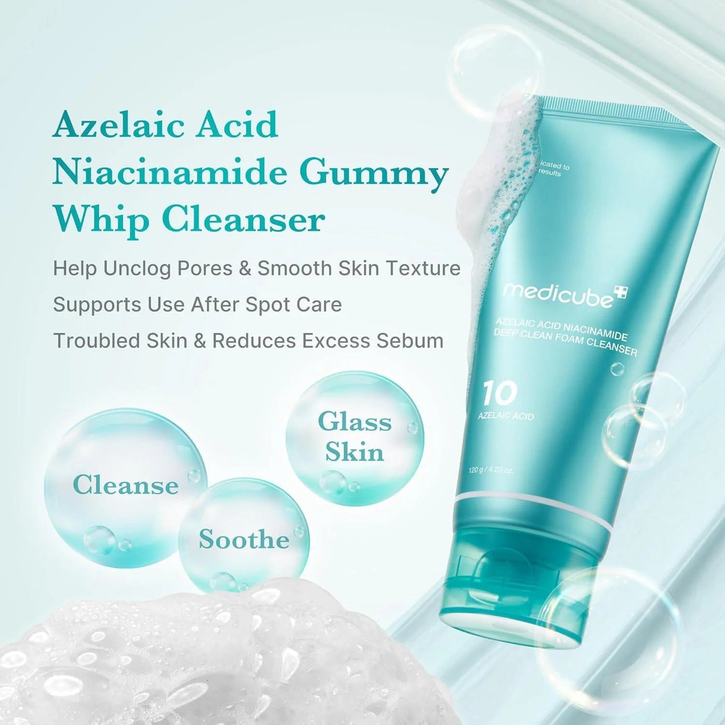 Medicube – Azelaic Acid Niacinamide Deep Clean Foam Cleanser