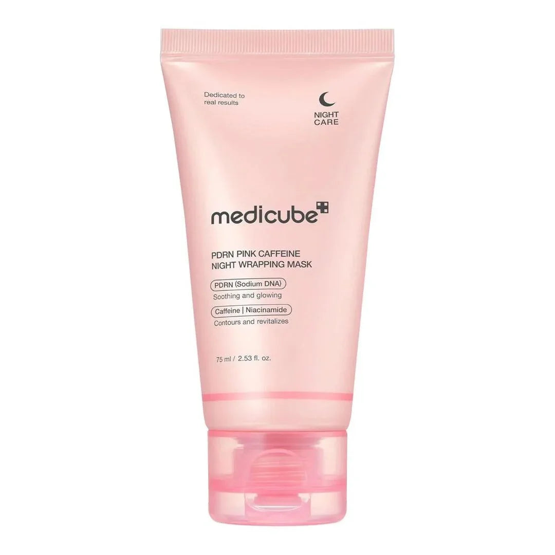 Medicube PDRN Pink Caffeine Night Wrapping Mask for glowing skin, night care with PDRN & caffeine