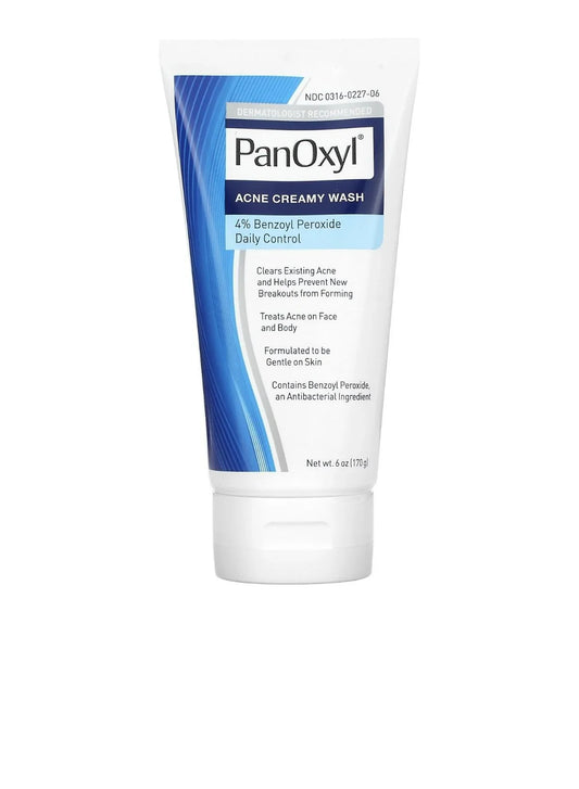 PanOxyl Acne Creamy Wash with 4% Benzoyl Peroxide for face and body acne treatment