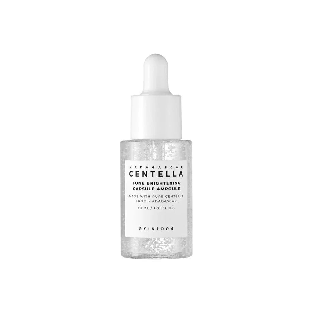 Madagascar Centella tone brightening capsule ampoule with dropper, clear bottle, 30ml skincare serum
