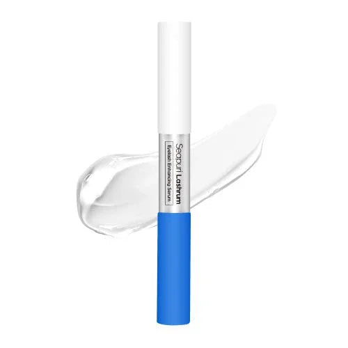Seoul Lashum Eye Area Essence Serum with clear gel texture, ideal for skincare routines