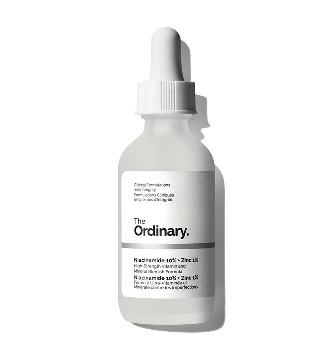 The Ordinary Niacinamide 10% + Zinc 1% serum for blemish-prone skin, clinical skincare formula