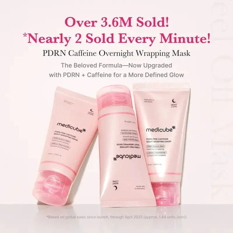 Medicube PDRN Pink Caffeine Overnight Wrapping Mask for glowing skin, night care skincare