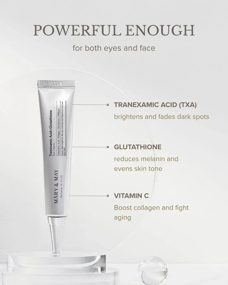 Tranexamic Acid & Glutathione eye and face cream for brightening, fading dark spots, and anti-aging